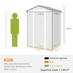 Outsunny 2-Door Tool Shed with Windows and Air Vents, PP and Aluminum, 128x104x196 cm, Dark Gray