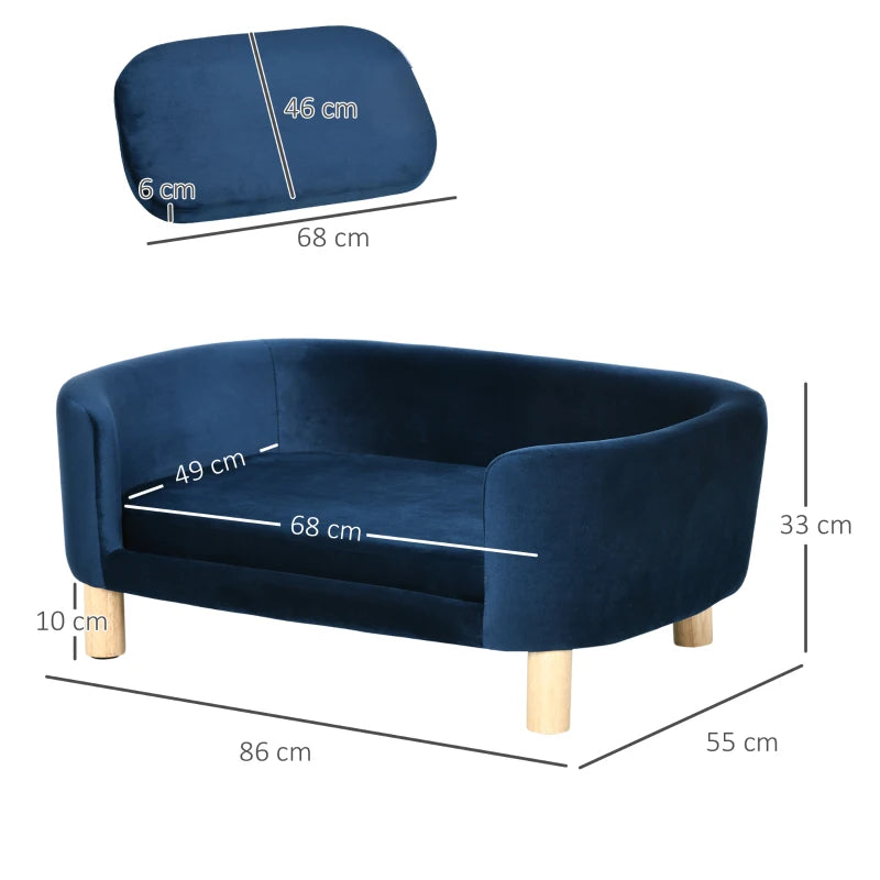 Indoor Dog Bed, Sofa for Cats or Small Dogs Max. 10kg, Blue - Borge' Group Limited