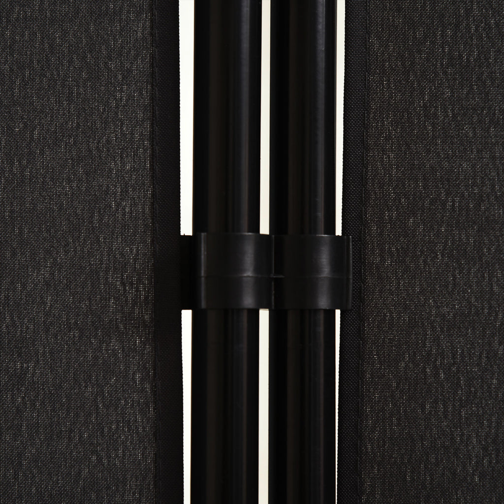 3-Panel Folding Metal and Polyester Room Divider, 253 x 50 x 182 cm, Black