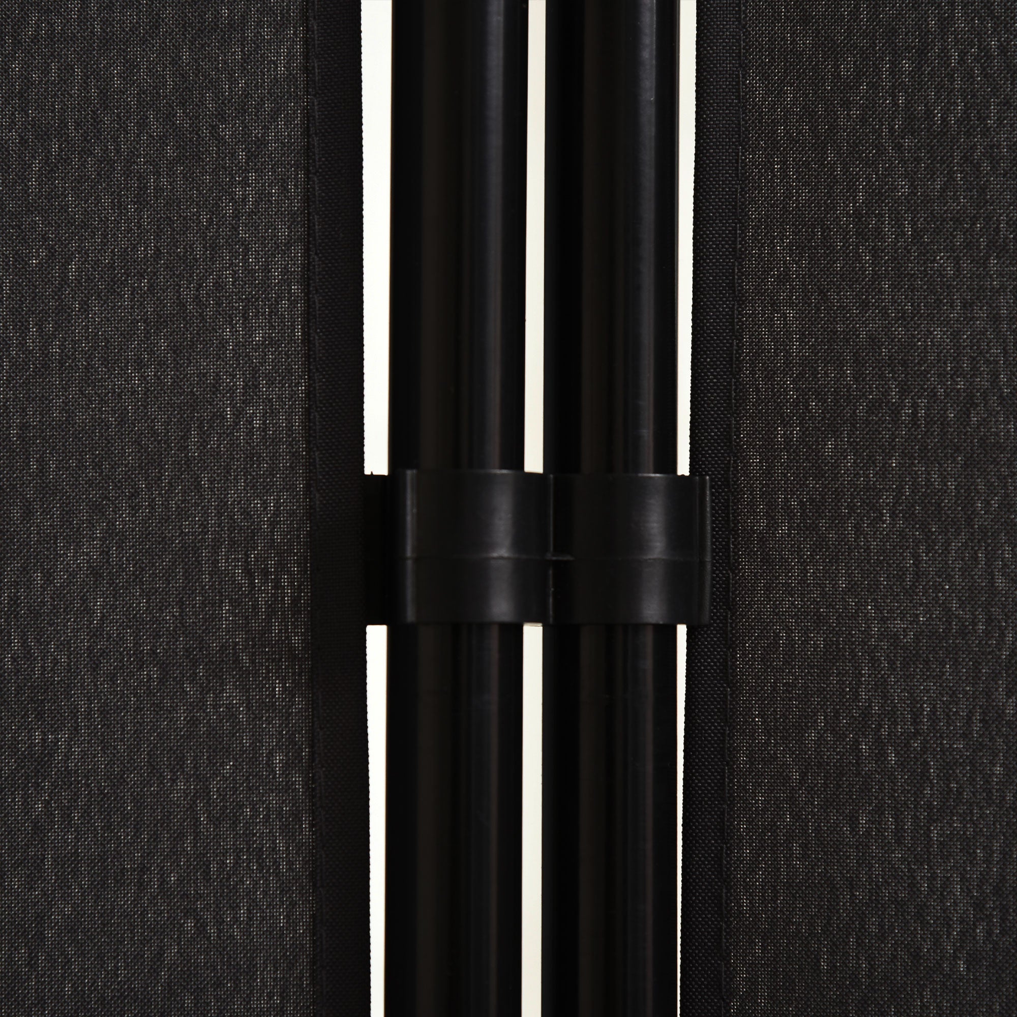 3-Panel Folding Metal and Polyester Room Divider, 253 x 50 x 182 cm, Black