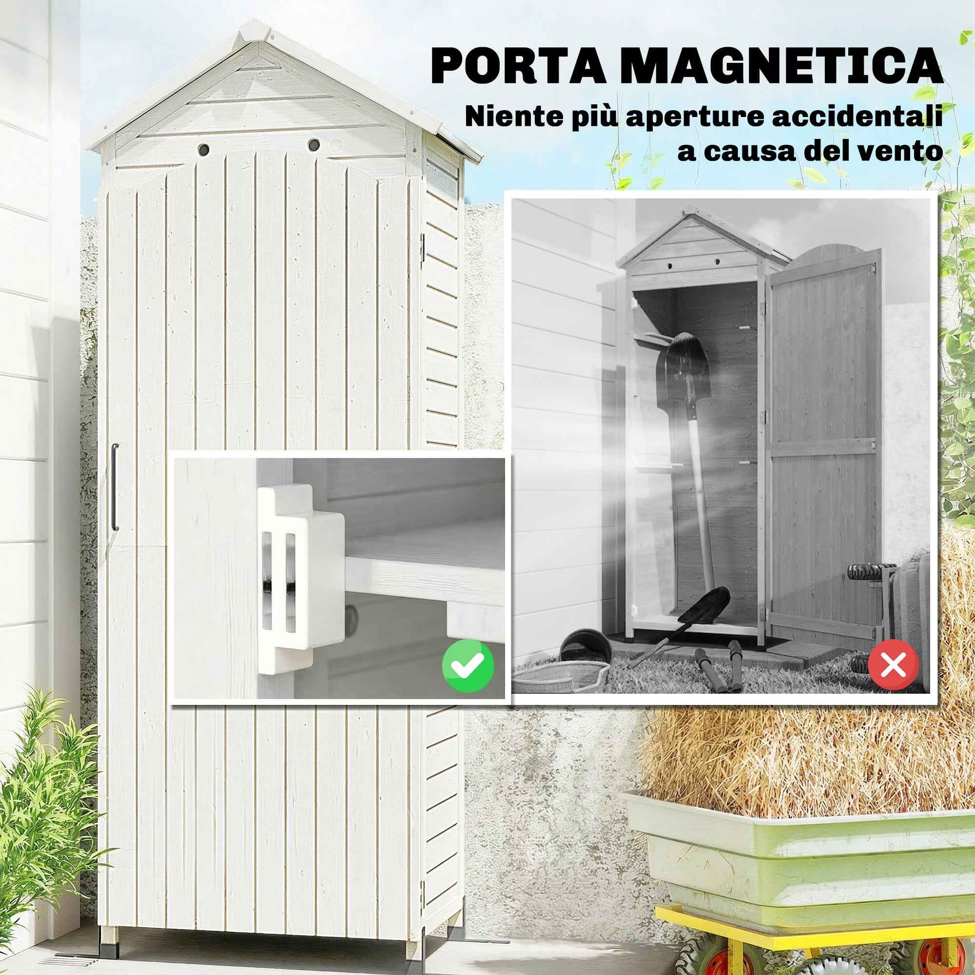 Outsunny Wooden Garden Shed, Storage Room with Adjustable Shelves and Galvanized Roof.