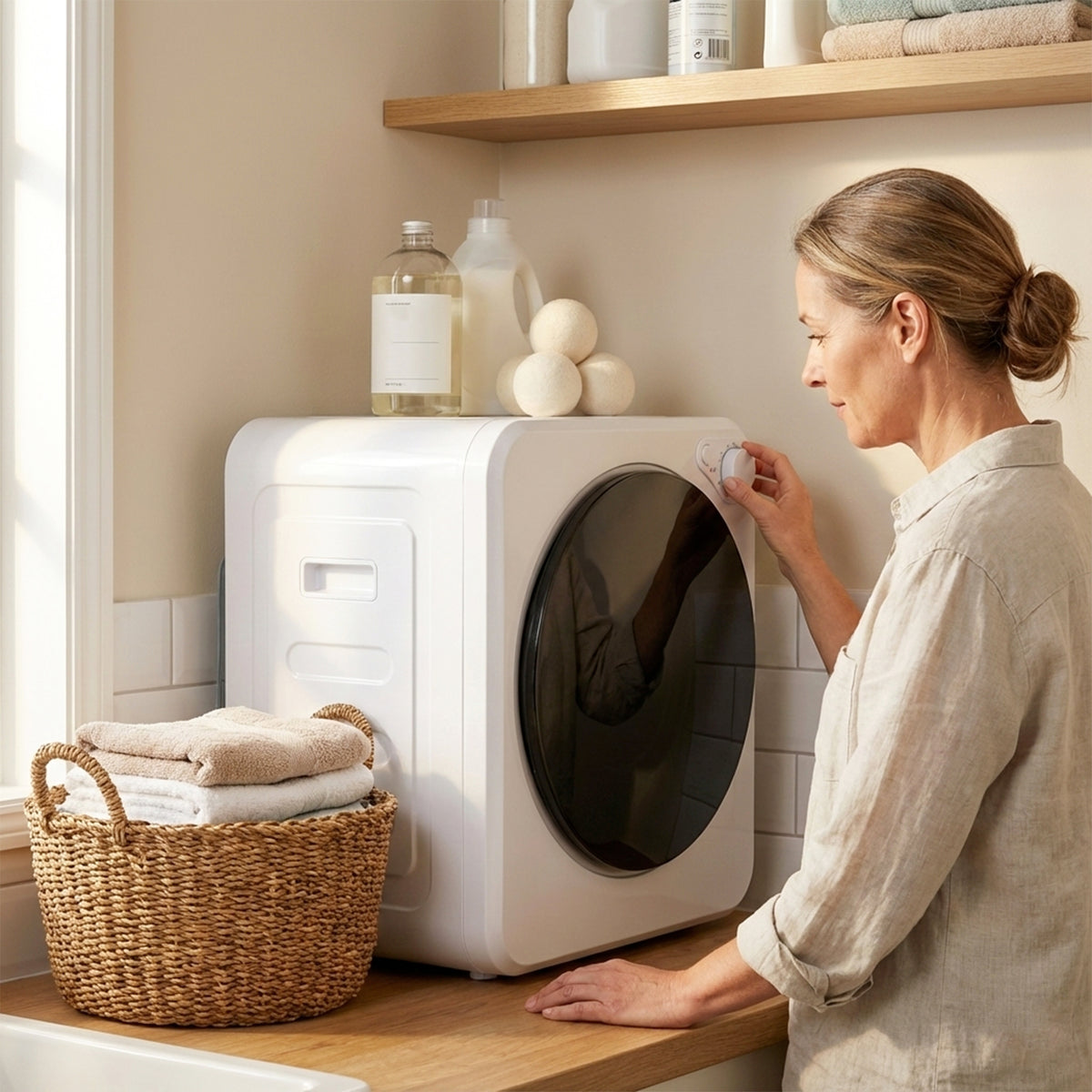 HOMCOM Mini Portable Dryer 2.5kg, 5 Programs, 800/400W, Front Loading, Stackable/Wall/Freestanding, White