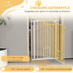 Tall Adjustable Dog Gate with Small Door and Automatic Closing, 74-80x104cm, White