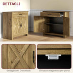 Country Kitchen Sideboard with 2-Door Cabinet and Drawer, 80x39.7x80cm, Wood Color