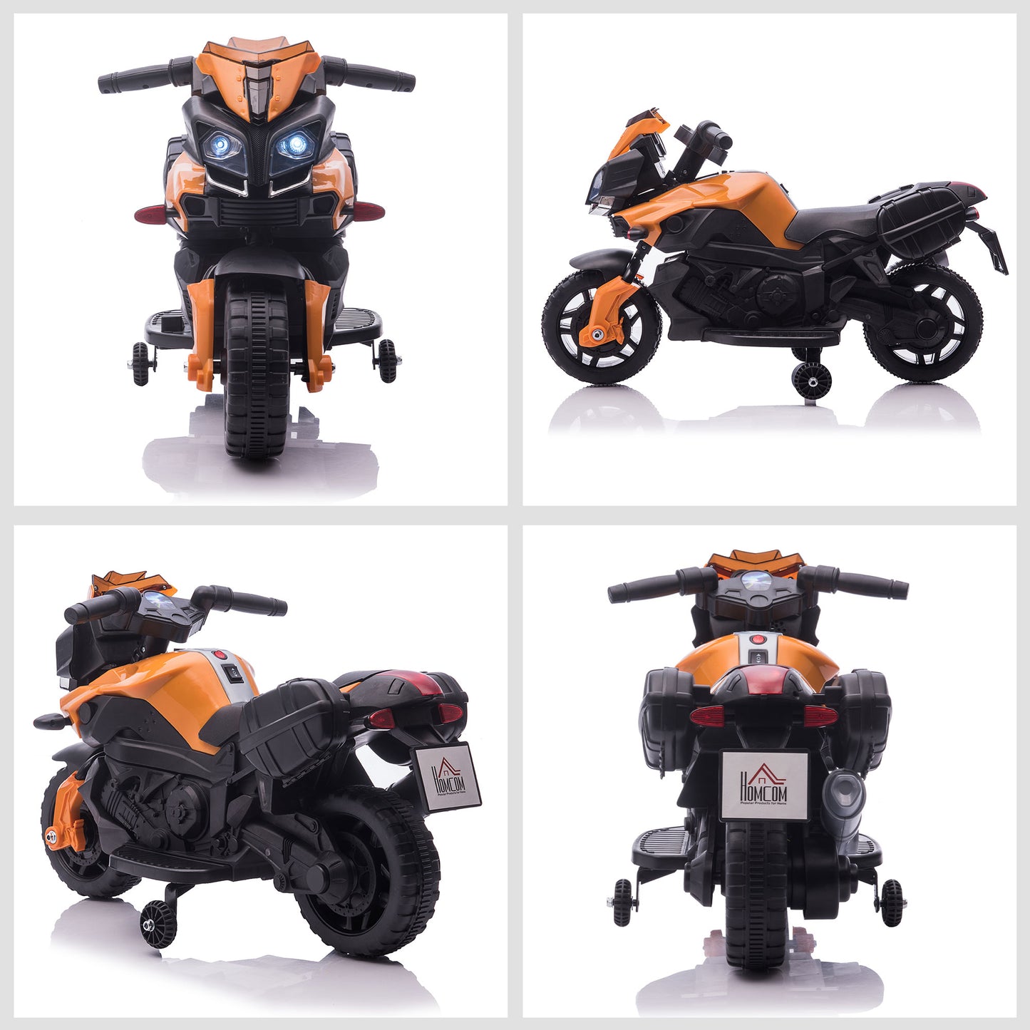 6V Electric Motorcycle for Children 18-48 Months with Headlights and Horn, in PP and Metal, 88.5x42.5x49 cm, Orange