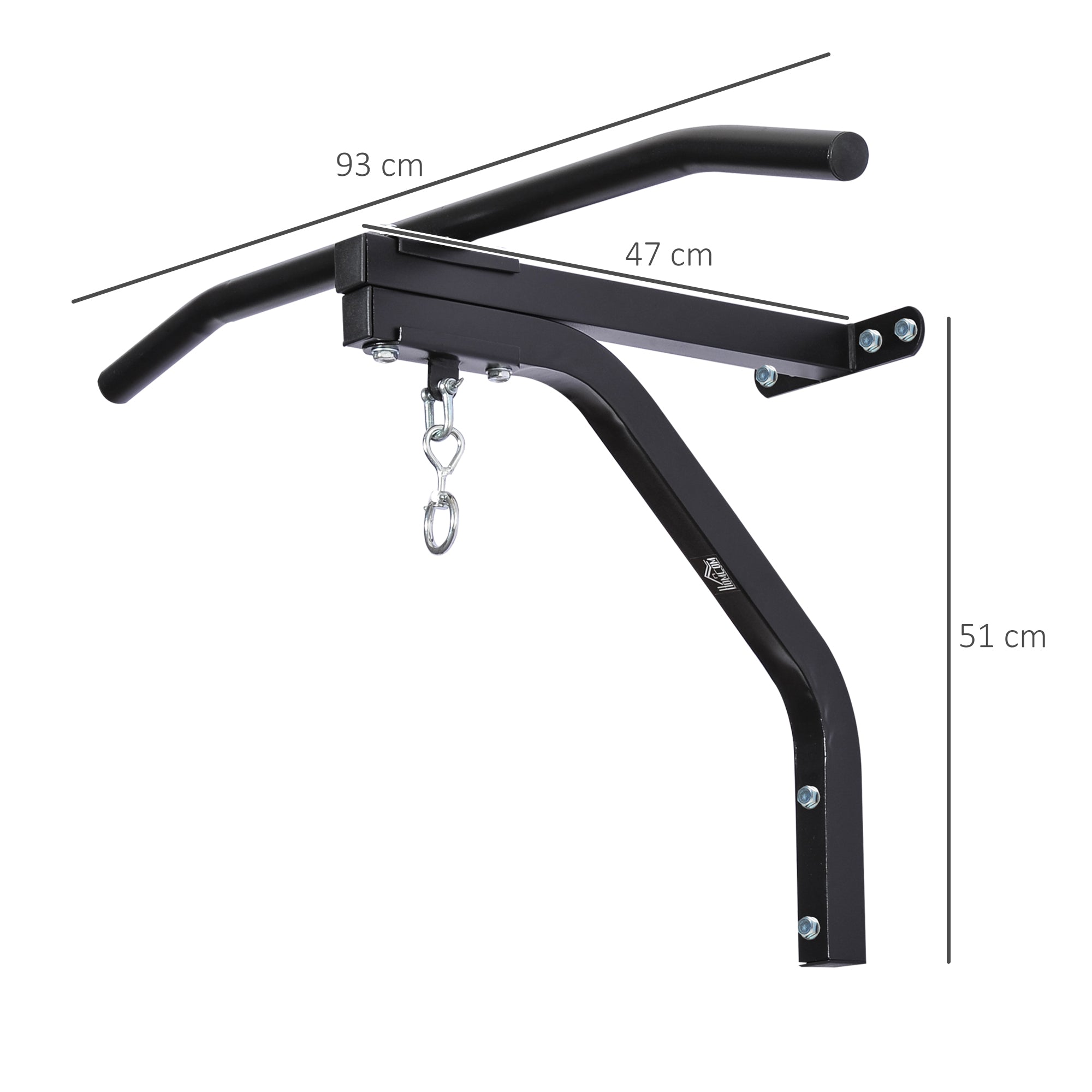 Punching Bag Stand Bracket with Pull Up Bar, 93x47x51cm, Black