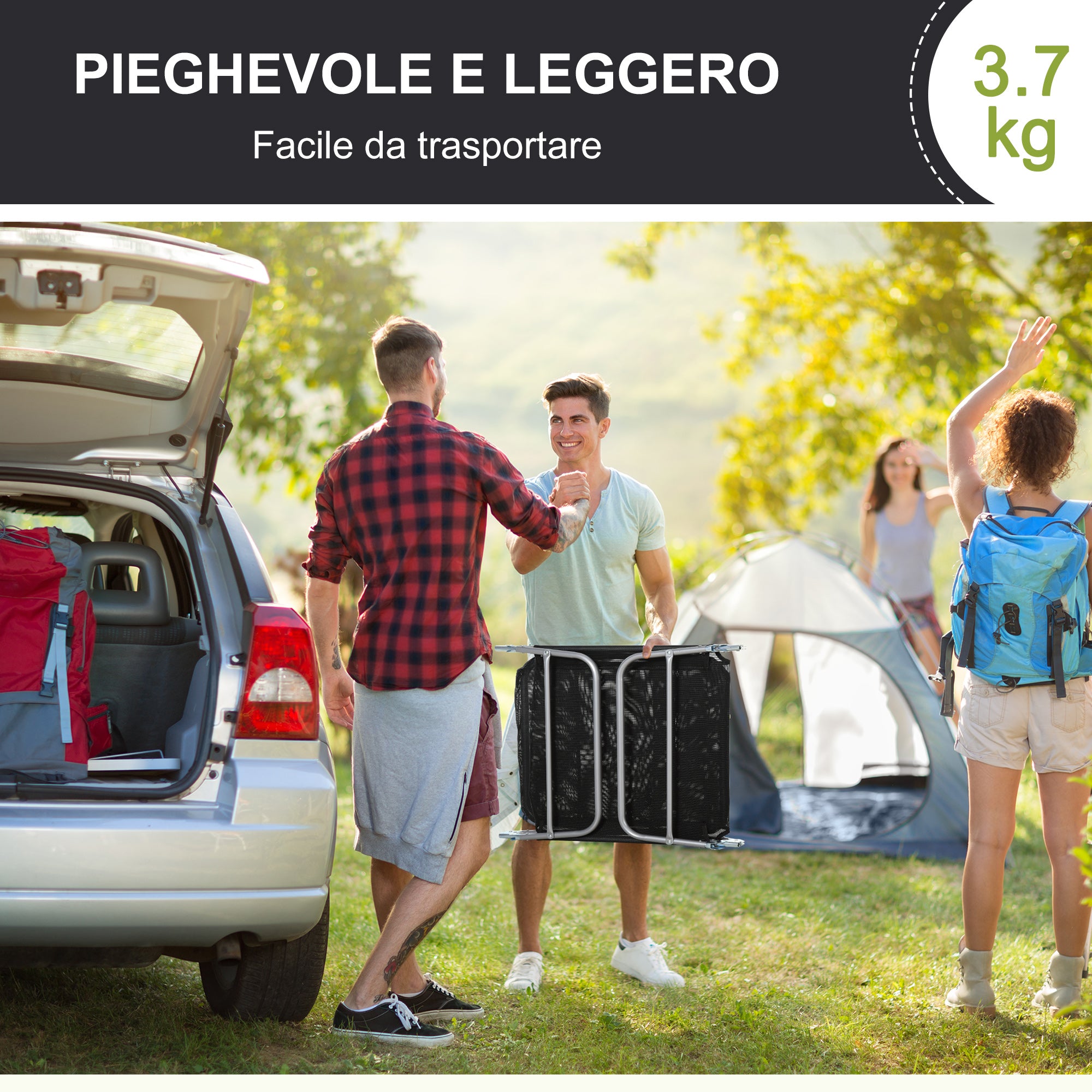 Folding Sun Lounger with Reclining Backrest and Cushion, 182x56x24.5cm