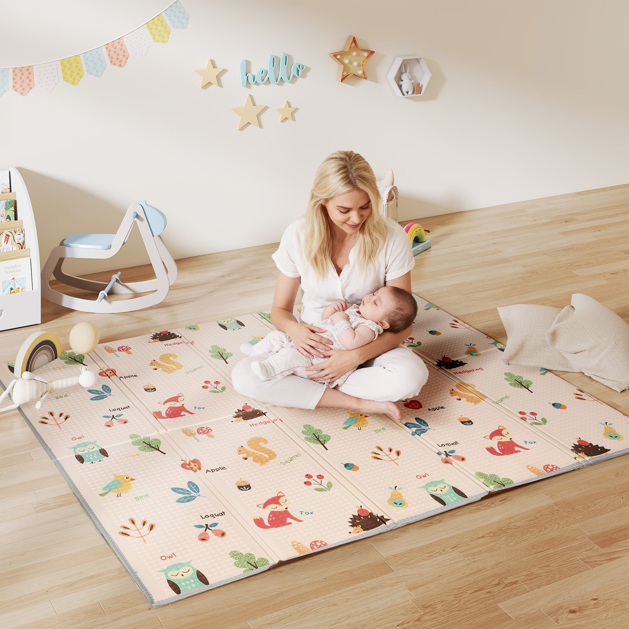Children's Rug 0-3 Years Old with Numbers and Letters and Waterproof Surface, in Multicolored XPE, 176.5x148x1 cm