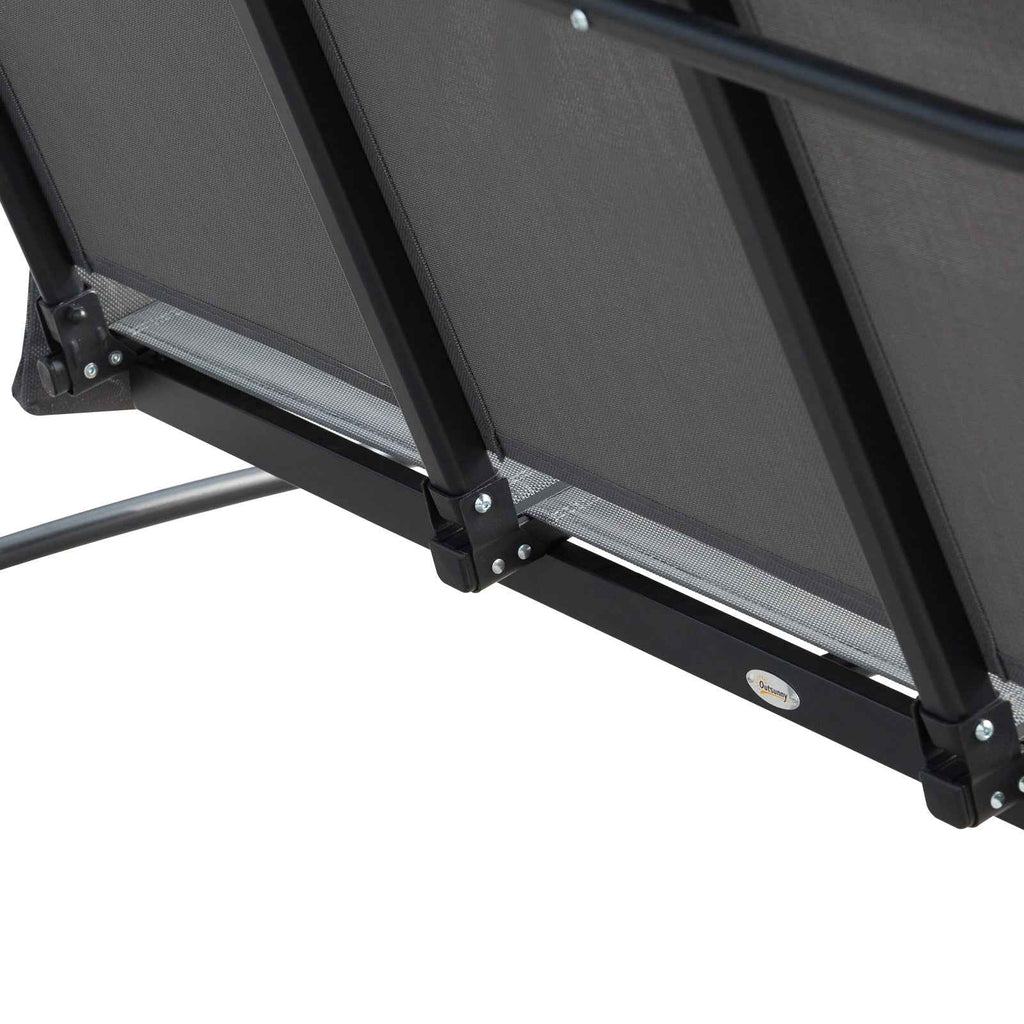 Outsunny 3-Seater Garden or Terrace Swing with Adjustable Canopy and Storage Pockets, Dark Grey, 196 x 128 x 172 cm