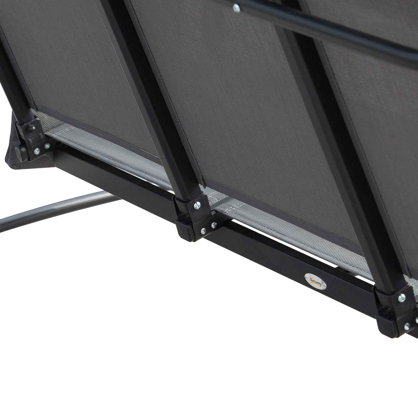 Outsunny 3-Seater Garden or Terrace Swing with Adjustable Canopy and Storage Pockets, Dark Grey, 196 x 128 x 172 cm
