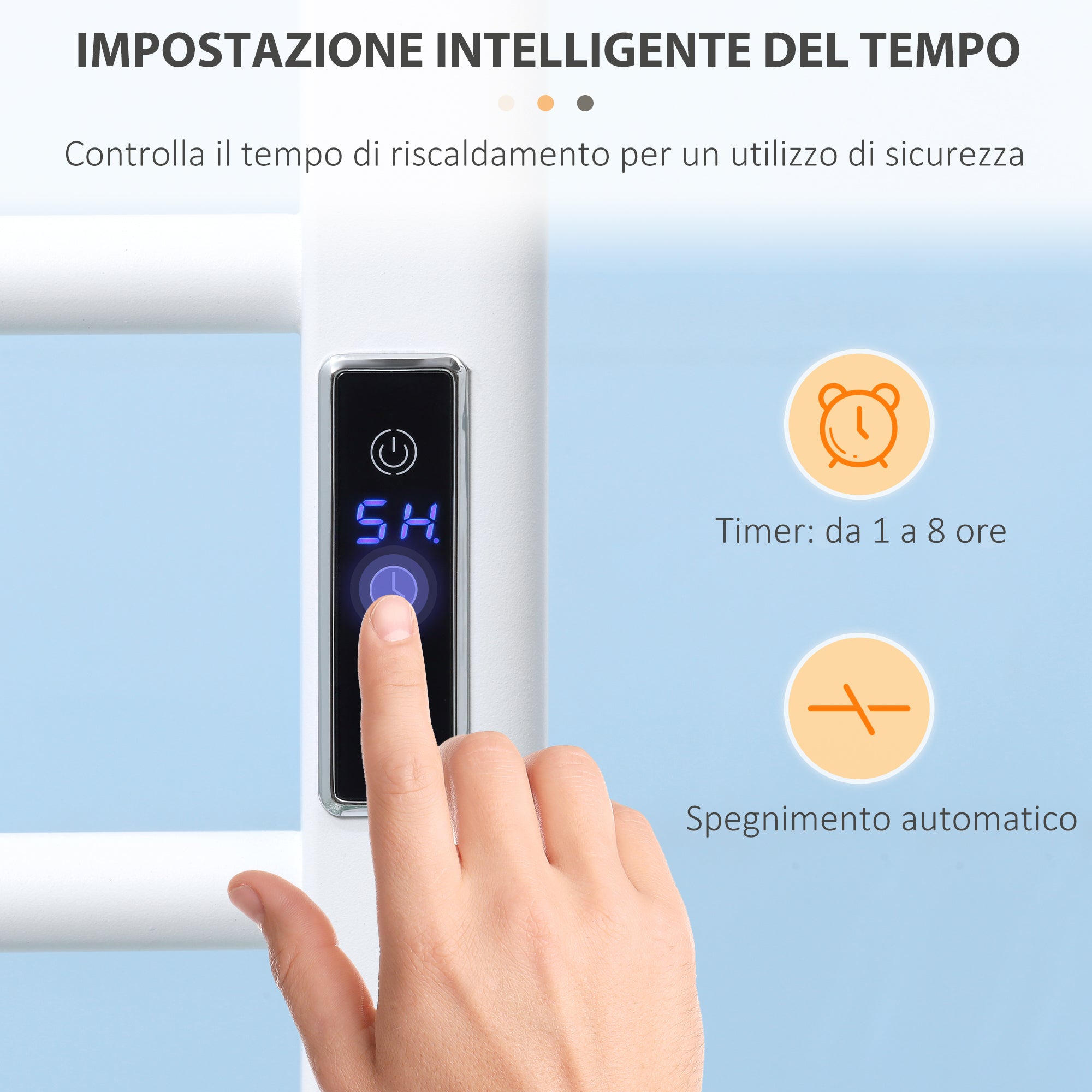 Electric Towel Warmer 8 Bar with Timer and Temperature Control, 50x45x80 cm, White