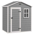 Outsunny Garden Shed, Plastic Storage Shed with Floor, Window, Lockable Door and Vents, Grey