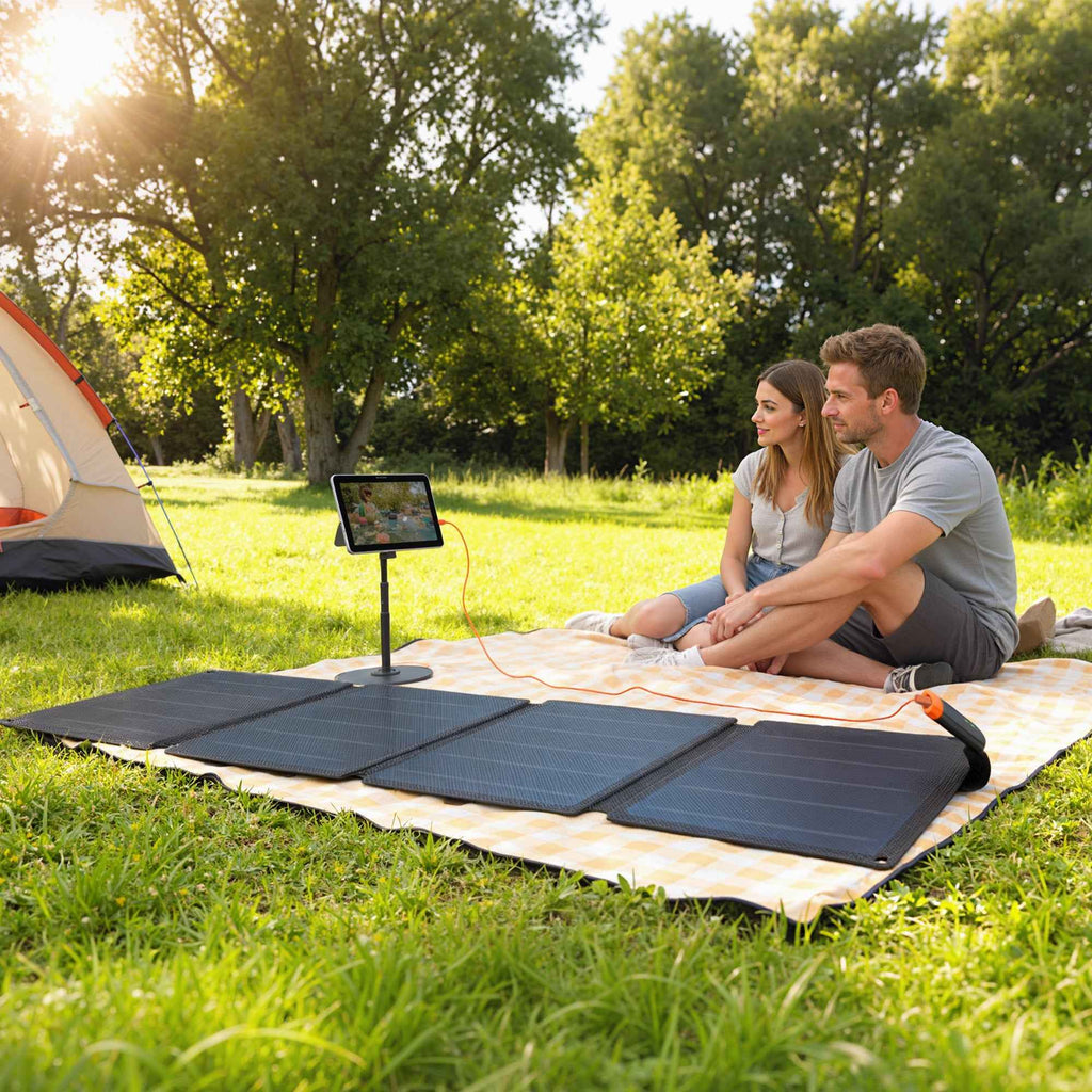 HOMCOM 36W Foldable Solar Charger with Type-C Connection, IP67 Waterproof in ETFE, Grey