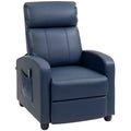HOMCOM PU Leather Massage Recliner Chair with Remote Control and Footrest, 68x88x98 cm, Dark Blue