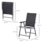 Outsunny Set of 2 Folding Garden Chairs with Metal and Texteline Armrests, 58x64x94cm, Black