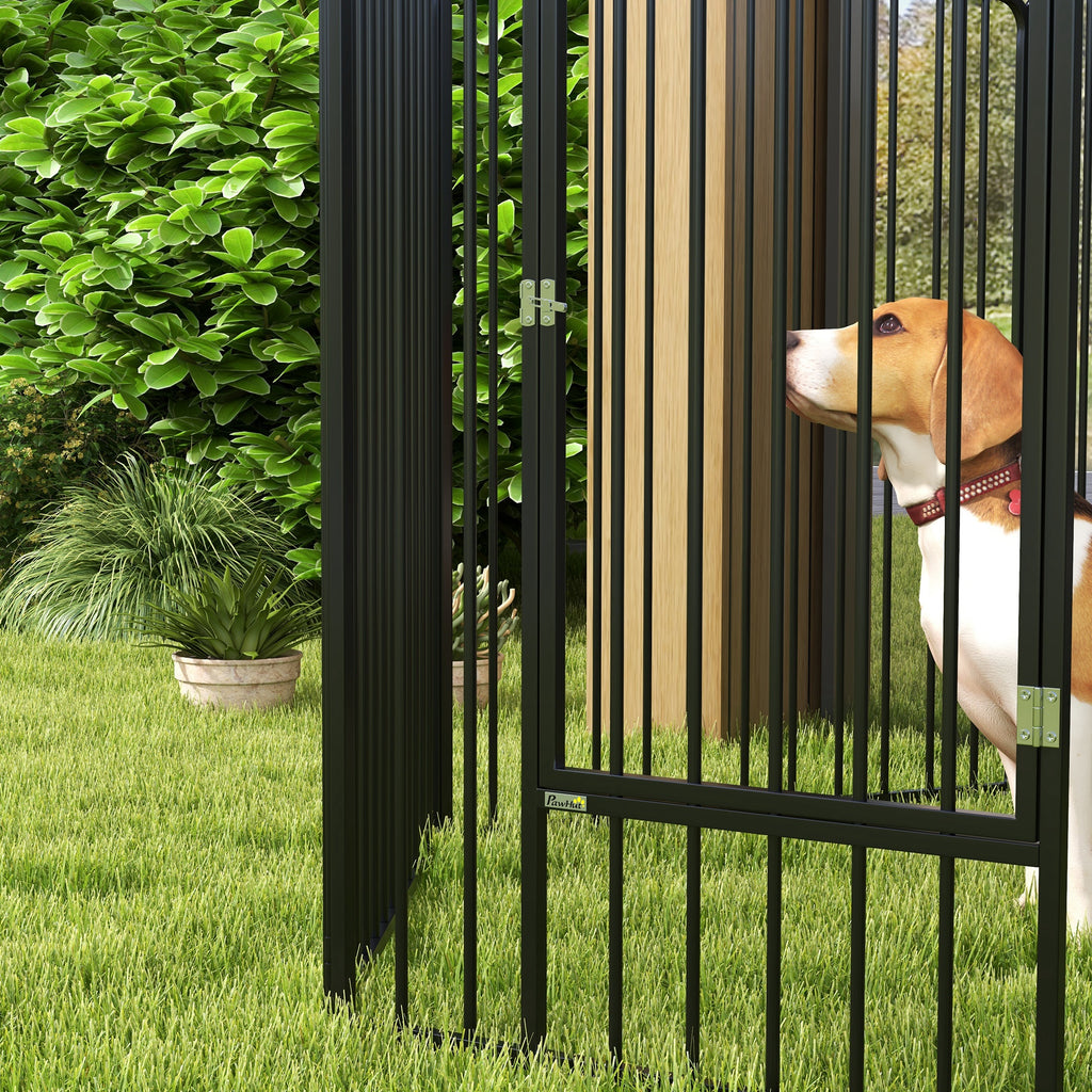 Pawhut Fence for large dogs with 6 steel modular panels, 164x83x100 cm, black - Borgè
