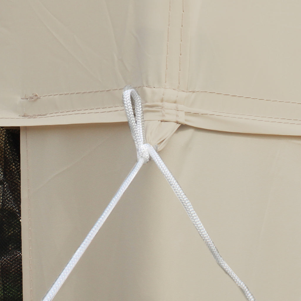 Garden Gazebo 3x3m with Mosquito Net, Double Roof and Metal Frame, Beige - Borgè