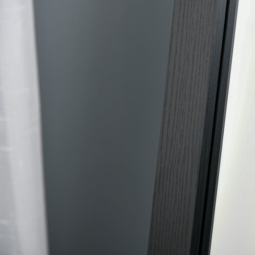 Floor and Wall Mirror with Folding Stand and MDF Frame, 37x48x152cm, Black