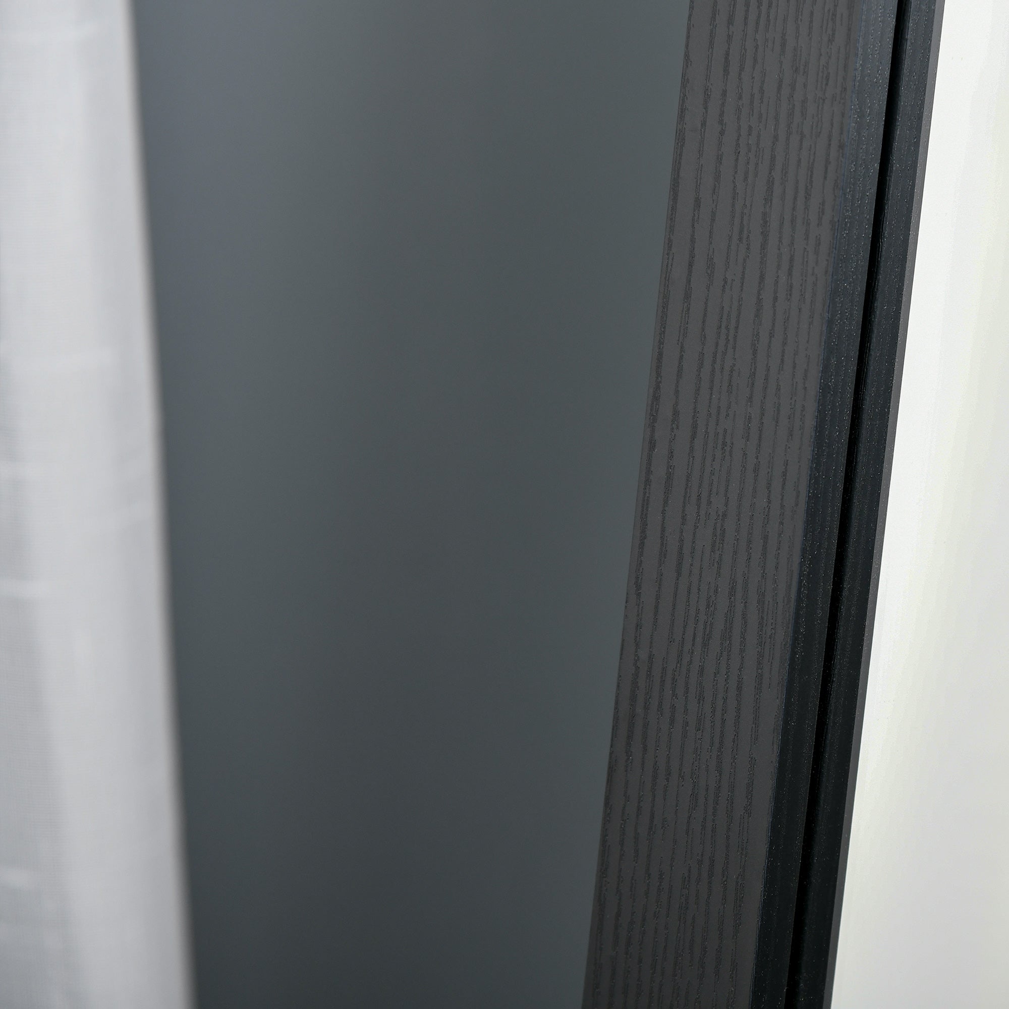 Floor and Wall Mirror with Folding Stand and MDF Frame, 37x48x152cm, Black