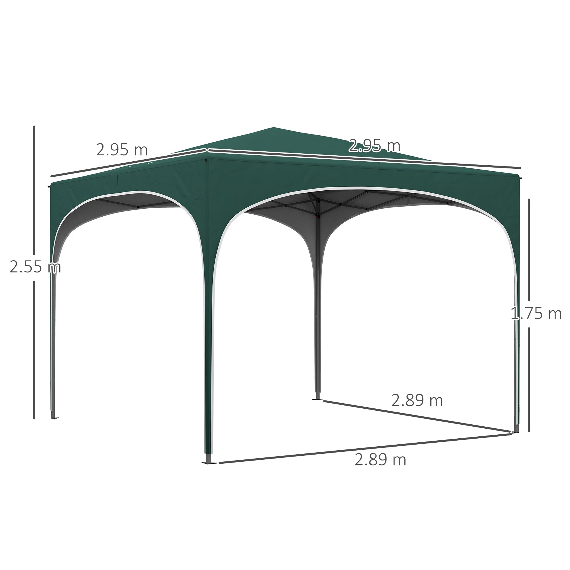 Gazebo, Adjustable Height Garden Gazebo with Drainage Holes and Carry Bag, Metal, Green - Borgè