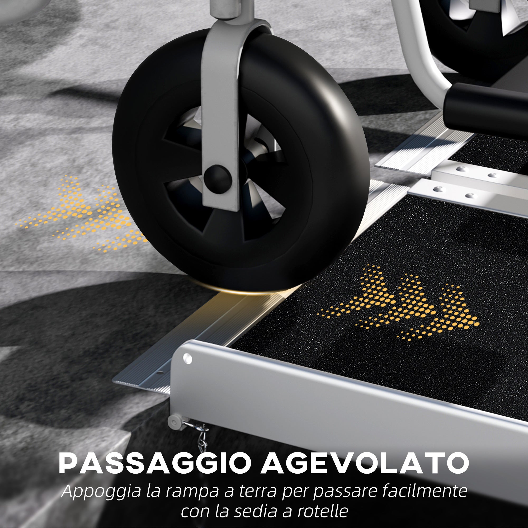 Folding Aluminum Wheelchair Ramp with Non-Slip Coating and Safety Edges, 183 x 73.5 cm, Black