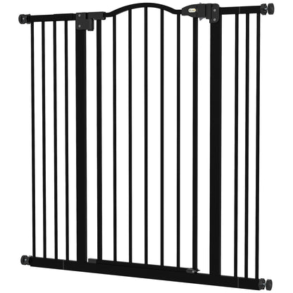 PawHut Extendable Dog Gate Without Screws Adjustable from 74-100 cm in Metal, Black - Borgè