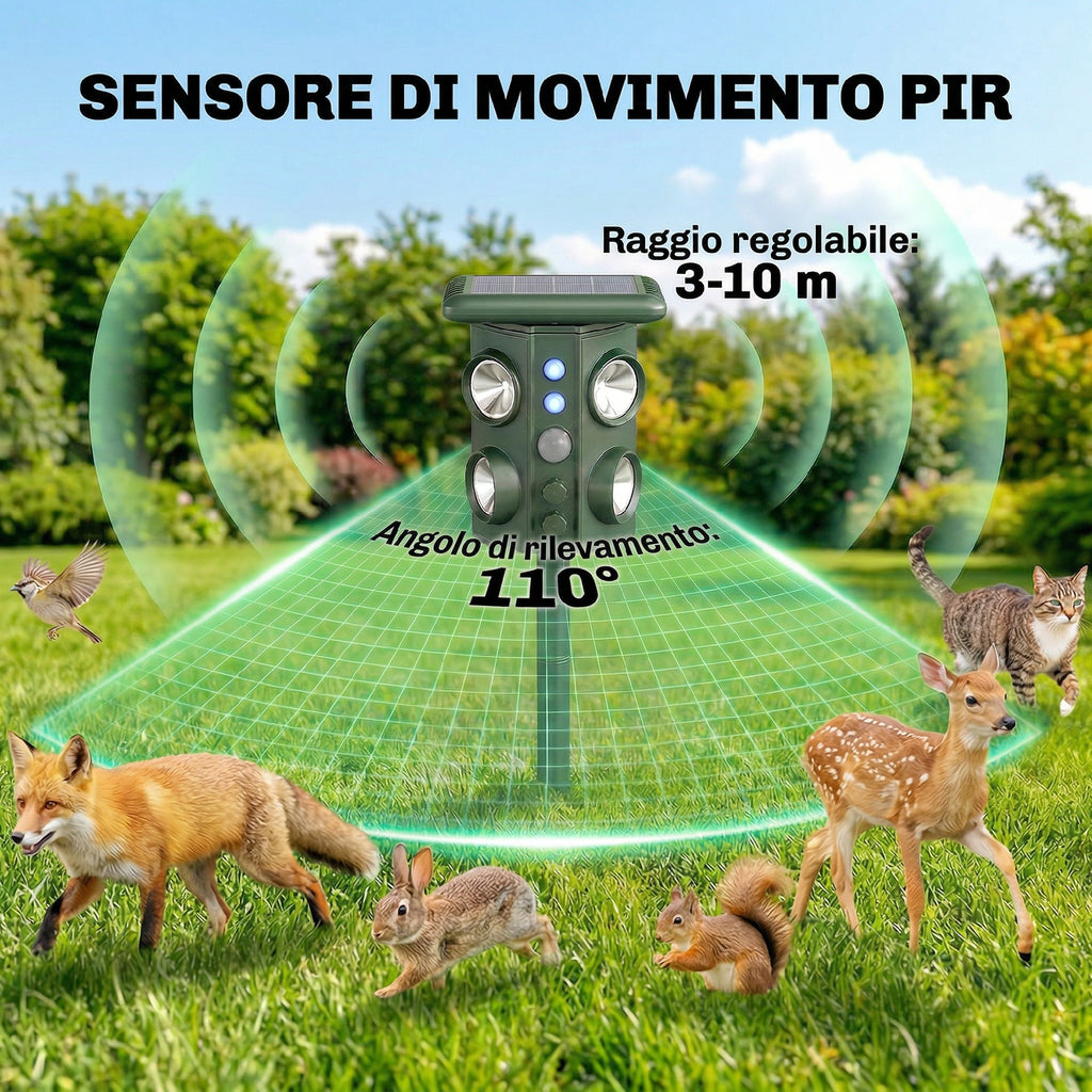 Outsunny Solar Ultrasonic Cat Repellent with 5 Modes, PIR Sensor and LED Flash