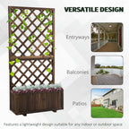 Outsunny Outdoor Fioriera with grilled for climbing and vase, in fir wood, 72.5x31.5x149.5 cm - Borgè