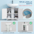 kleankin Bathroom Cabinet with 2 Doors and Adjustable Shelf, 60x33x60cm, Wood and White