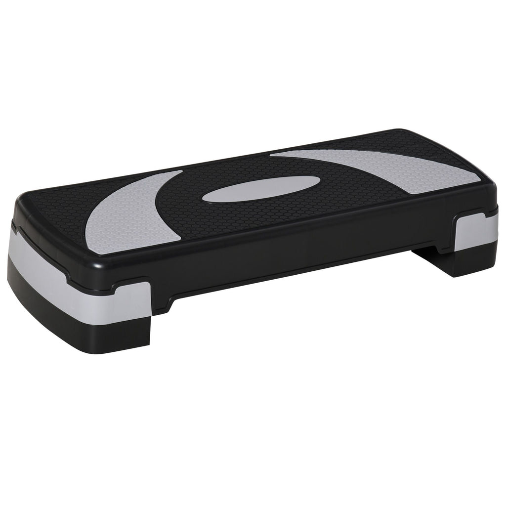 Aerobic Stepper Adjustable Height 10-15-20 cm Non-Slip, Black and Grey
