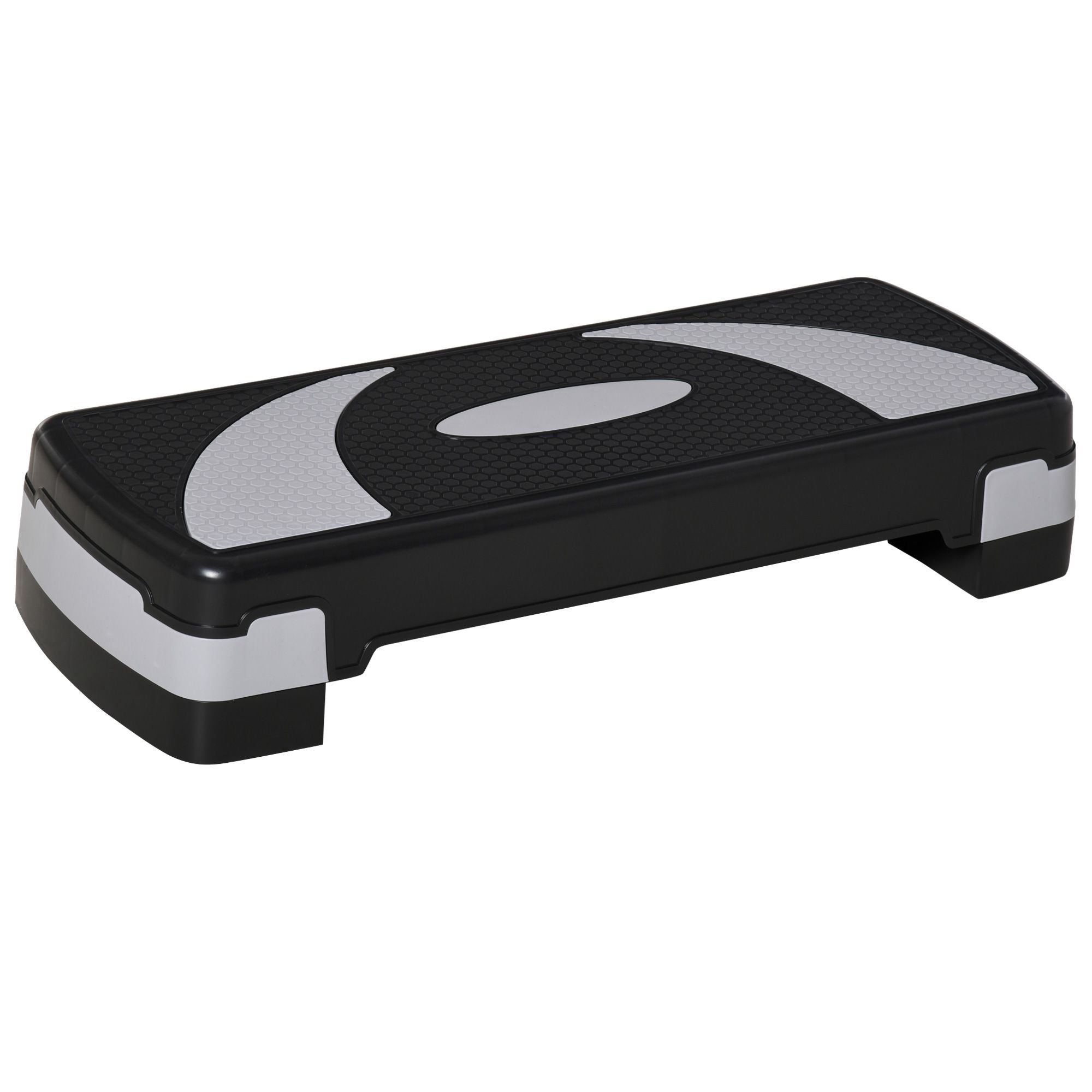 Aerobic Stepper Adjustable Height 10-15-20 cm Non-Slip, Black and Grey