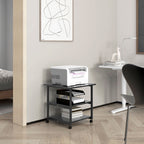 3-Tier Printer Cart with 4 Wheels, Wood and Steel, 50x50x52.5cm, Black