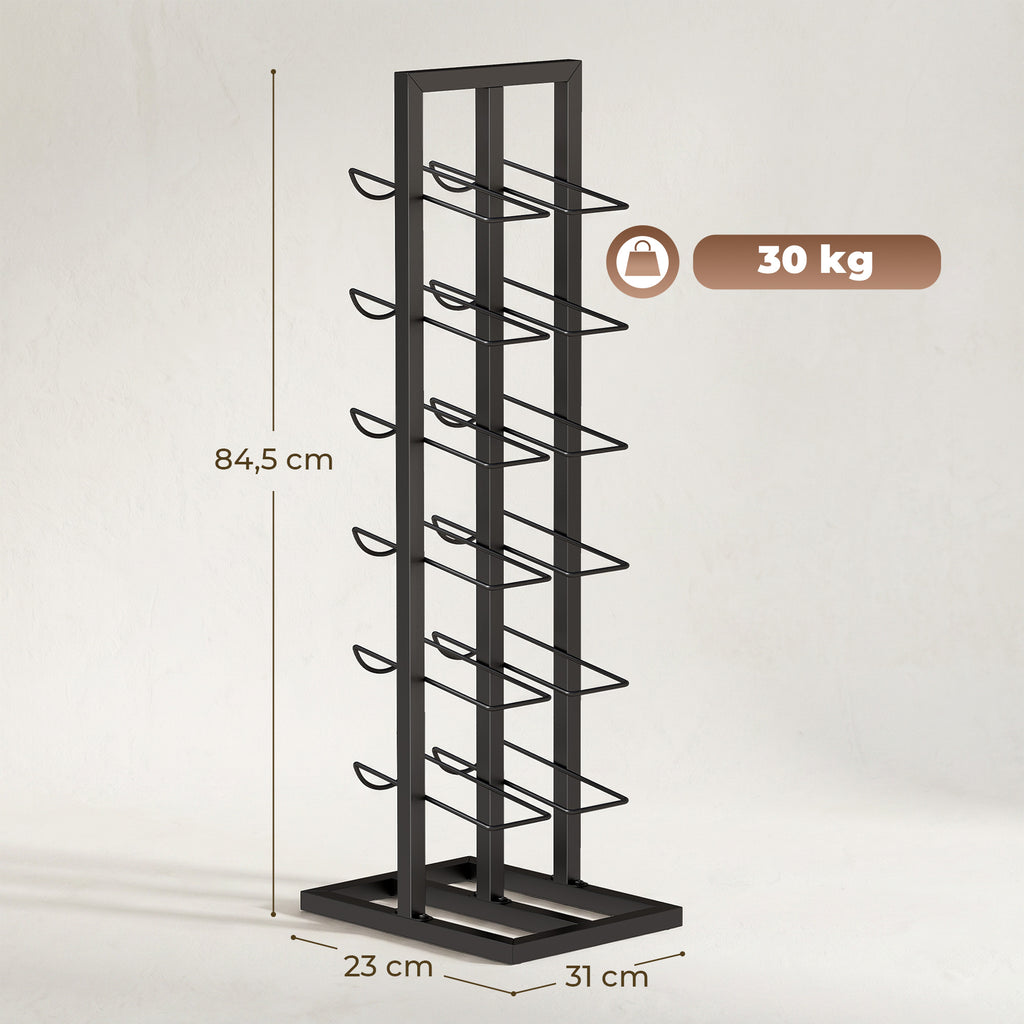 HOMCOM 12-Bottle Metal Floor-Standing Wine Rack, Black
