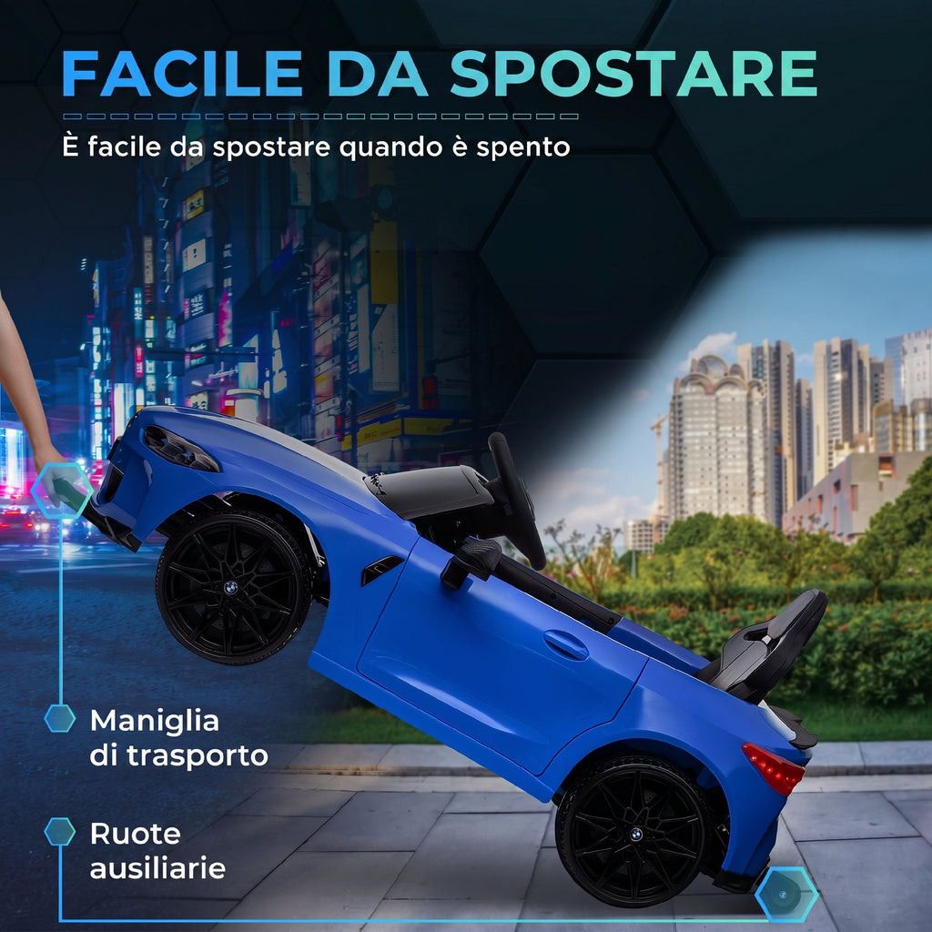 AIYAPLAY Licensed BMW M4 Electric Ride-On Toy Car for Kids with Remote Control, Horn and Headlights, 108x69.5x51 cm, Blue