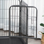 Metal Dog Kennel with Door and Bottom Tray, 109x74x71cm, Grey - Borge' Group Limited