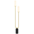 U-Shaped Floor Lamp with 2 Lights, Foot Switch and Marble Base, 26x12x150 cm, White, Black and Gold
