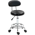 HOMCOM Adjustable 360° Swivel Stool with Backrest, Wheels and Footrest, in Steel, Faux Leather and Foam, Black