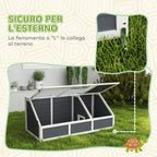 Bottomless Land Turtle House, in Fir Wood and Galvanized Steel, 120x55x50H cm, Gray and White