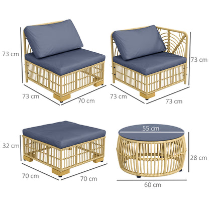 Outsunny Set Living Rattan Garden with modular sofa, cushions and coffee table, gray - Borgè