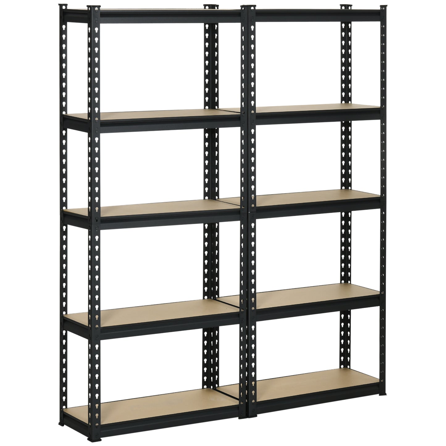 5-Tier Industrial Shelving Unit, 2-Piece Set in MDF and Steel with Open and Adjustable Shelves, 70x30x167.5 cm