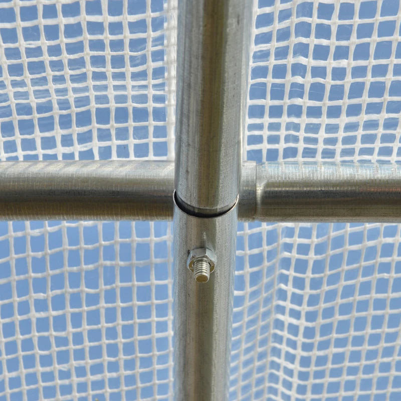 3x2x2m Steel Greenhouse with PE Cover, Zip Doors and Mesh Windows, White - Borge' Group Limited