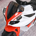 3-Wheeled Ride-On Toy Motorcycle for Kids 18-36 Months, Police Style Ride-On Motorbike with Music and Headlights, No Pedals, Made of PP and Metal, White and Red