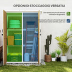 Garden Shed in Fir Wood with 2 Shelves and 2 Doors, 116.5x57x159/167 cm, Brown and White