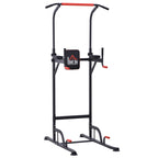 Power Tower Pull-Up Bar Multifunctional Fitness Station Adjustable 189-239cm Steel Black Red