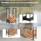 Outdoor and Indoor Wood Shelf in Steel with Raised Base, 39x35x76cm, Black