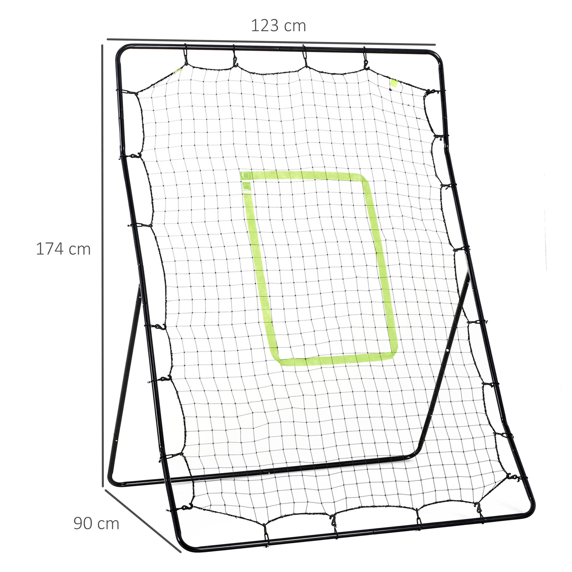 Foldable Football and Baseball Rebounder with Accuracy Zone, Made of PE and Metal, 123x90x174 cm, Black