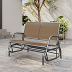 Outsunny 2-Seater Garden Swing Bench in Metal and Mesh Fabric, 120x70x85 cm, Light Brown