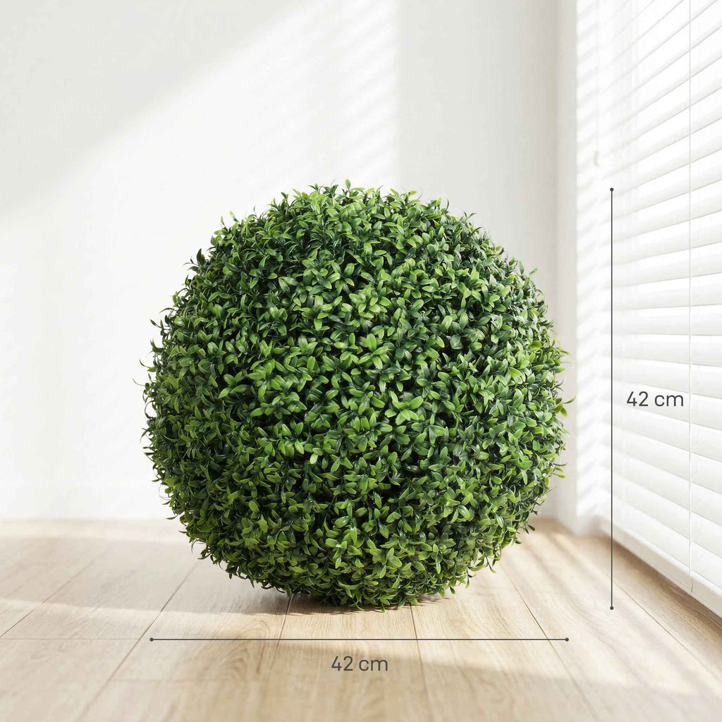 HOMCOM Artificial Boxwood Topiary with 682 Leaves, UV Resistant, Height 42 cm