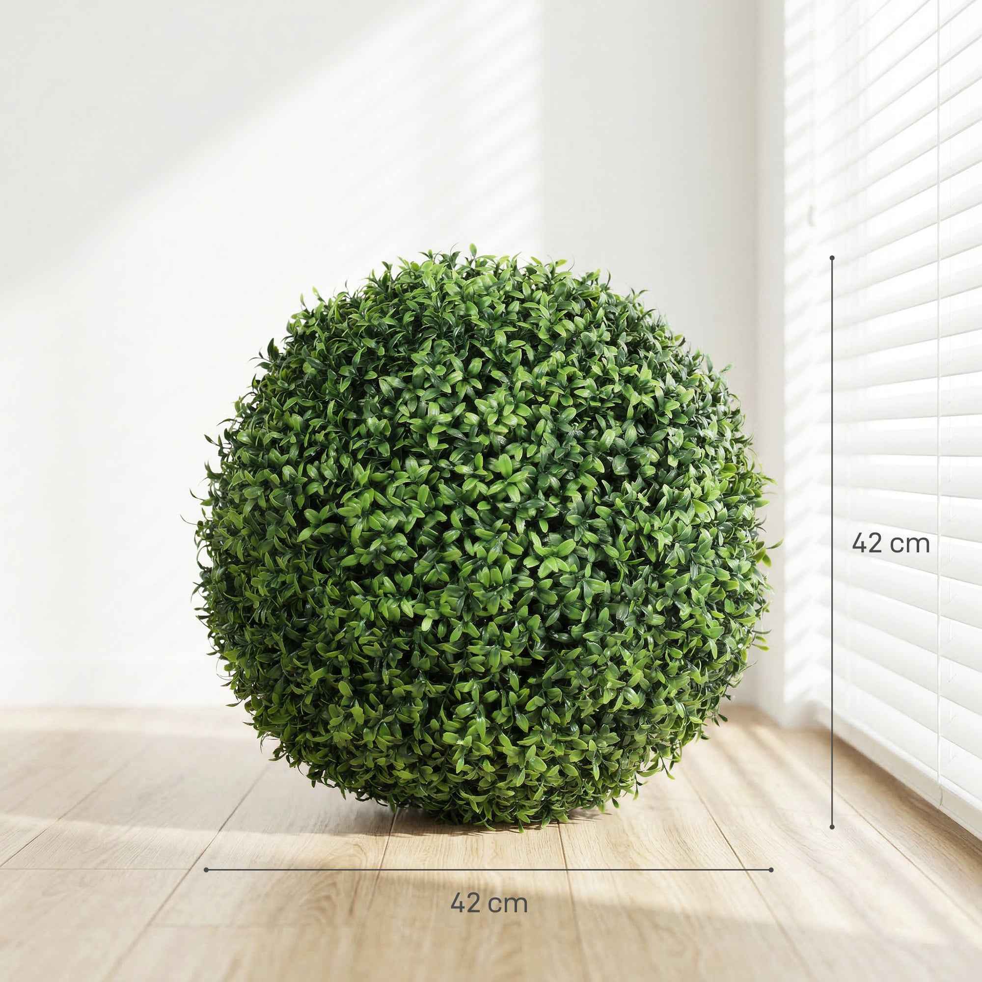 HOMCOM Artificial Boxwood Topiary with 682 Leaves, UV Resistant, Height 42 cm