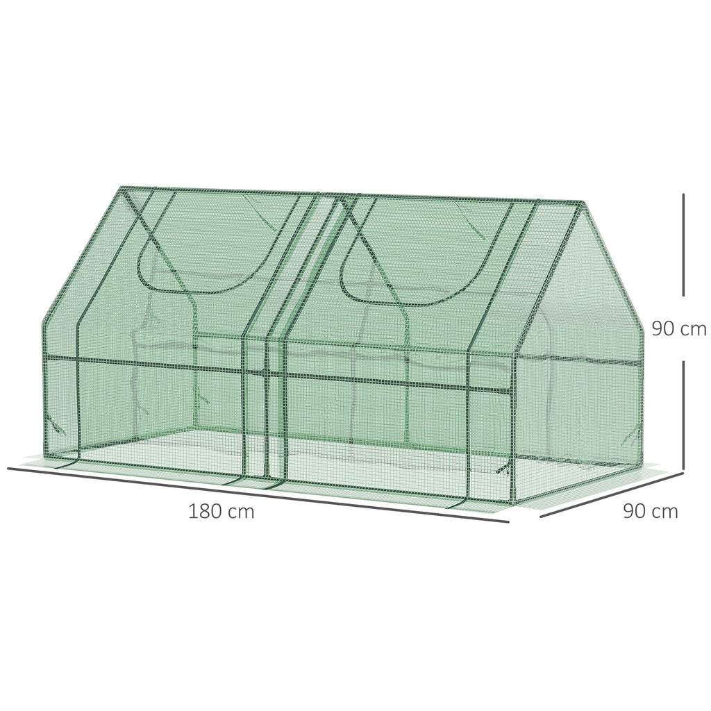 Outsunny Greenhouse for Vegetables and Vegetables with 2 PE and PVC Covers, Steel Structure - Green 180x90x90cm
